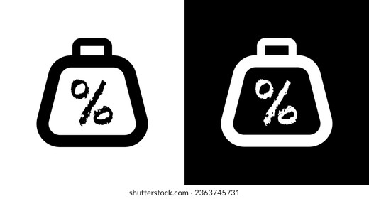 Simple percent weight web symbol. Dumbbell vector icon. % bell logo. 