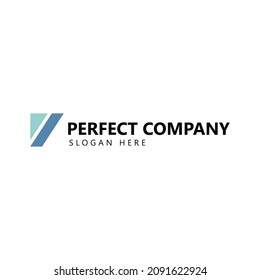 Simple perfect company logo concept with a blue triangle and a sheared rectangle. Brand identity for companies, businesses, and organizations.