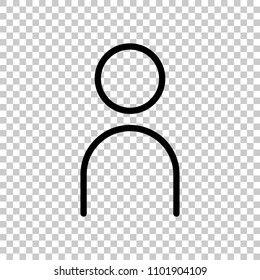 Simple person icon. Linear symbol, thin outline. On transparent background.