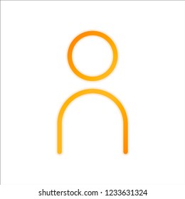 Simple person icon. Linear symbol, thin outline. Orange sign with low light on white background