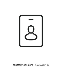 Simple personal card line icon. Stroke pictogram. Vector illustration isolated on a white background. Premium quality symbol. Vector sign for mobile app and web sites.