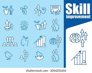 Simple personal growth related vector line icon set. Contains icons