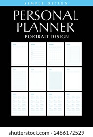 Simple Personal Planner and Calendar 2024 2025 2026 2027 Schedule Memo Pad, Portrait Design