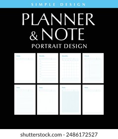 Simple Personal Planner and Note Schedule Memo Pad, Portrait Design