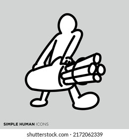 A simple person's pose illustration "The person who shoots Gatling Gun"