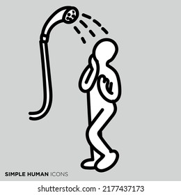 A simple person's pose illustration "The person taking a shower"