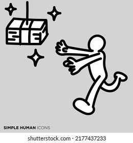 A simple person's pose illustration "The person chasing money"