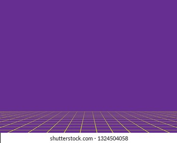 Simple Perspective grid background, Abstract retro 80s style, isolated on  color background, vector illustration.

