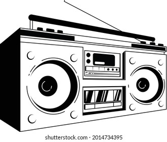 A simple perspective of retro vintage classic radio tuner from the 1990s used for presentation , portfolio , design ideas, design logos - A simple flat 2-Dimension illustration vector design
