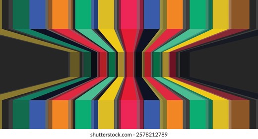 Simple perspective stripes background. Colorful lines. Vector illustration. 