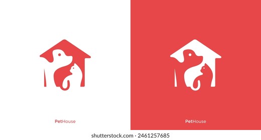 Simple Pet House, Dog, Cat Home Logo Design. Pet Shop Logo, Icon, Symbol, Vector, Design Inspiration.