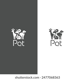 logotipo simple pet en blanco y negro