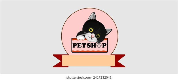 Simple Pet shop logo template with adorable cat design for you who needs logo for your pet shop or animal care center
