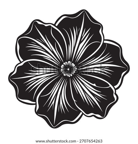 Simple petunia flower outline vector icon