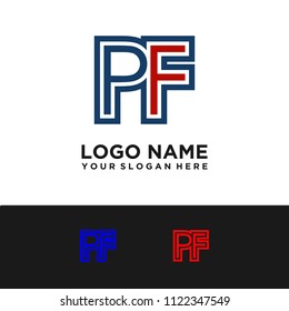 Simple PF initial Logo design template vector illustration