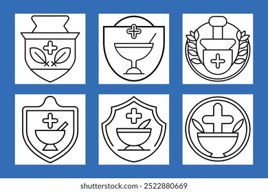 Una Ilustración vectorial de silueta de arte de línea de logotipo de farmacia simple   