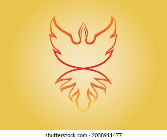 Simple Phoenix Bird Ornament Symbol Vector Logo