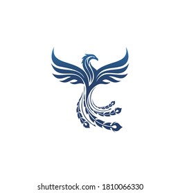 Simple phoenix logo with blue color