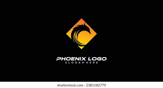 Simple phoenix logo design with modern concept| premium vector