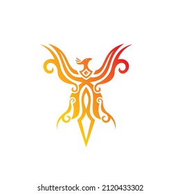 simple phoenix logo with tribal style 