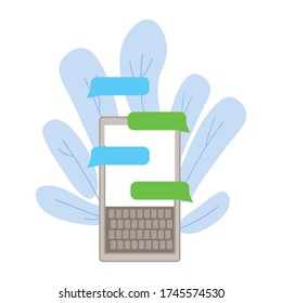 Simple phone chat design on white background vector illustration cartoon flat style 