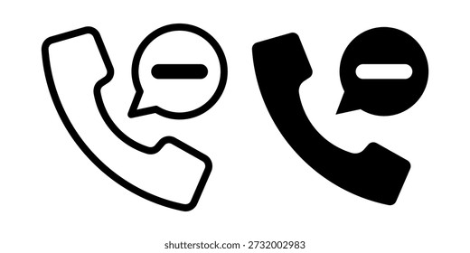 Simple phone icons with speech bubbles in black and white