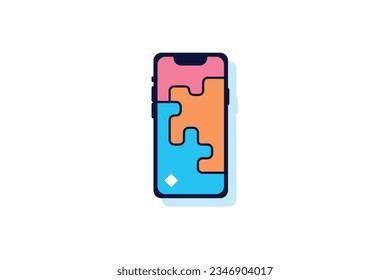 Un sencillo logo de teléfono hecho de varios elementos tipo rompecabezas
