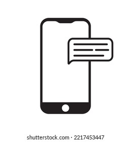 Einfaches Telefon mit Nachrichtensymbol. Chat-Zeichen, Vektorgrafik