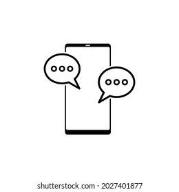 Teléfono simple con icono de mensaje aislado en fondo blanco, concepto de comunidad de personas. Ilustración del vector
