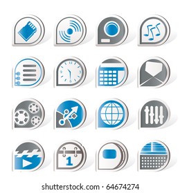 Simple phone performance, internet and office icons - vector Icon Set