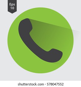 Simple Phone Symbol In Circle. Flat Icon Of Telecommunications. Vector Illustration