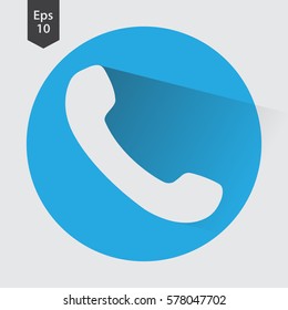 Simple Phone Symbol In Circle. Flat Icon Of Telecommunications. Vector Illustration