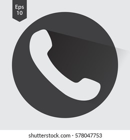 Simple Phone Symbol In Circle. Flat Icon Of Telecommunications. Vector Illustration