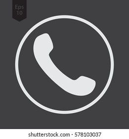 Simple Phone Symbol In Circle. Flat Icon Of Telecommunications. Vector Illustration