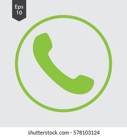 Simple Phone Symbol In Circle. Flat Icon Of Telecommunications. Vector Illustration