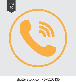 Simple Phone Symbol In Circle. Flat Icon Of Telecommunications. Vector Illustration