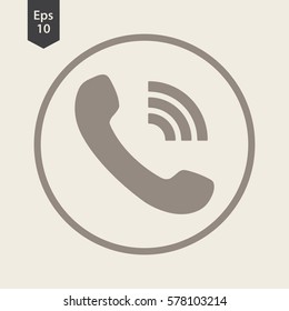 Simple Phone Symbol In Circle. Flat Icon Of Telecommunications. Vector Illustration