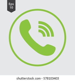 Simple Phone Symbol In Circle. Flat Icon Of Telecommunications. Vector Illustration