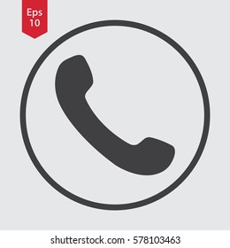 Simple Phone Symbol In Circle. Flat Icon Of Telecommunications. Vector Illustration