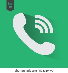Simple Phone Symbol In Circle. Flat Icon Of Telecommunications. Vector Illustration