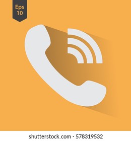 Simple Phone Symbol In Circle. Flat Icon Of Telecommunications. Vector Illustration