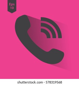 Simple Phone Symbol In Circle. Flat Icon Of Telecommunications. Vector Illustration