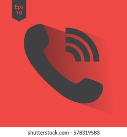 Simple Phone Symbol In Circle. Flat Icon Of Telecommunications. Vector Illustration