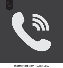 Simple Phone Symbol In Circle. Flat Icon Of Telecommunications. Vector Illustration