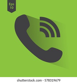 Simple Phone Symbol In Circle. Flat Icon Of Telecommunications. Vector Illustration
