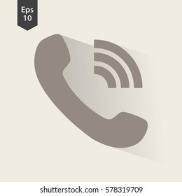 Simple Phone Symbol In Circle. Flat Icon Of Telecommunications. Vector Illustration