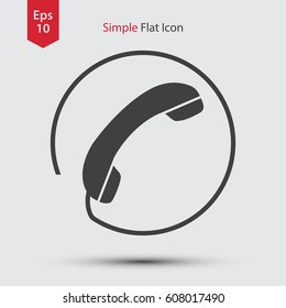 Simple Phone Symbol In Circle. Flat Icon Of Telecommunications. Vector Illustration