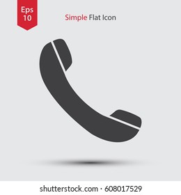Simple Phone Symbol In Circle. Flat Icon Of Telecommunications. Vector Illustration