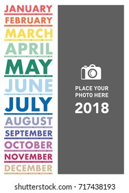 Simple photo calendar Layout for 2018 years. poster calendar.