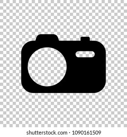 Simple photo camera. Technology icon. On transparent background.